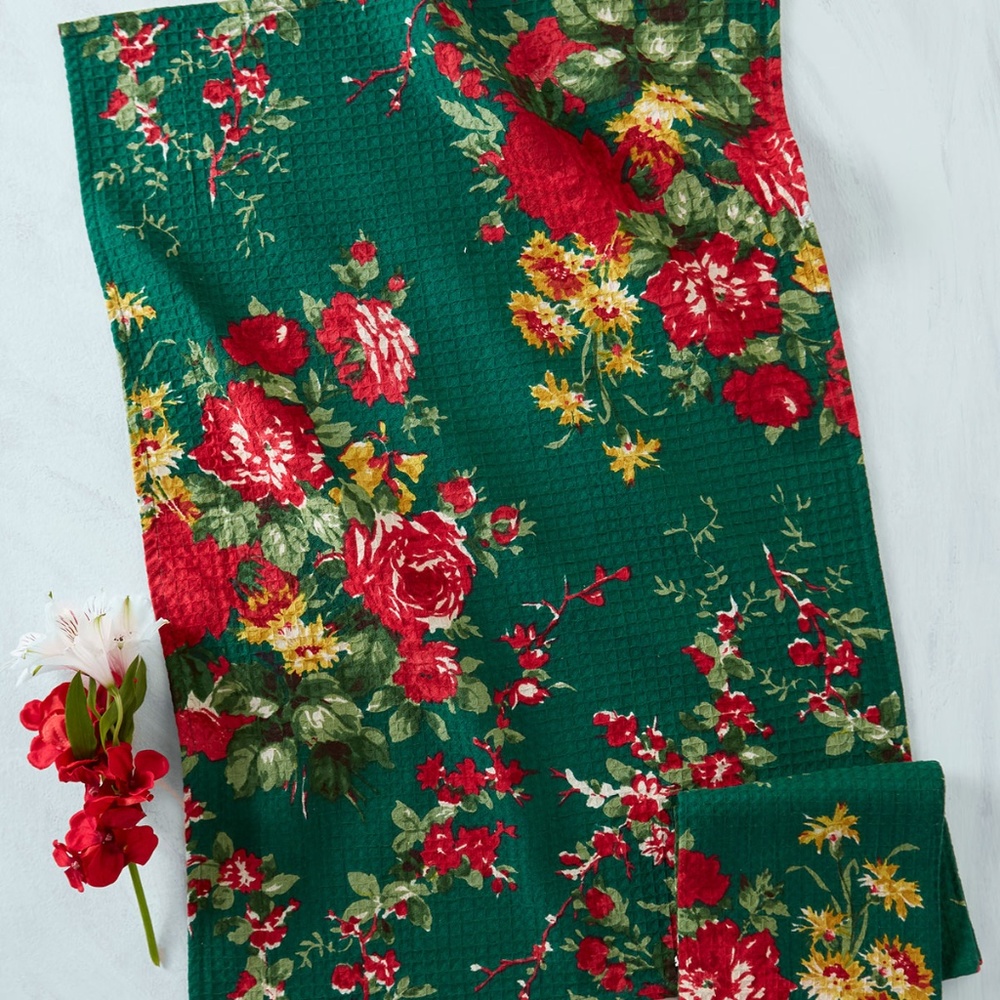 April Cornell Tea Towel Set/2 Cottage Rose NWT